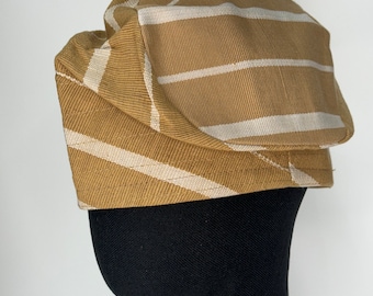 Striped Aso Oke Fila Cap  Yoruba African Hat | Nigerian Handwoven Wedding Accessory