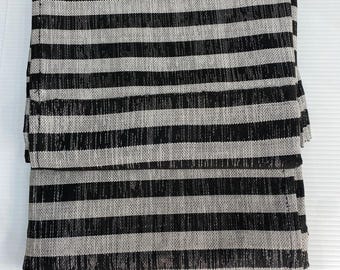 Handwoven Black & White Striped Aso Oke Fabric: Yoruba Textile
