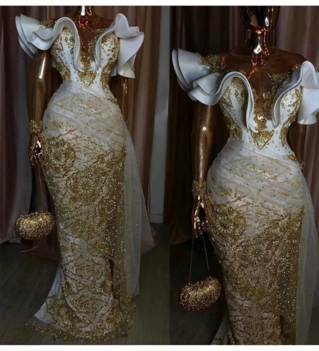 Gold and White George Material - Etsy