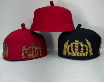 Handmade Embroidered Igbo Ozo Cap: Nigerian Chieftaincy Wedding Hat