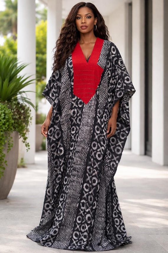 agbada dress for ladies Women's in Black and White with Red Embroidery Nigerian Yoruba Traditional Wedding Outfit 23/12/24