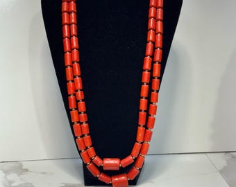 Men's Red Coral Bead Necklace Bracelet Set | Nigerian Wedding Jewelry