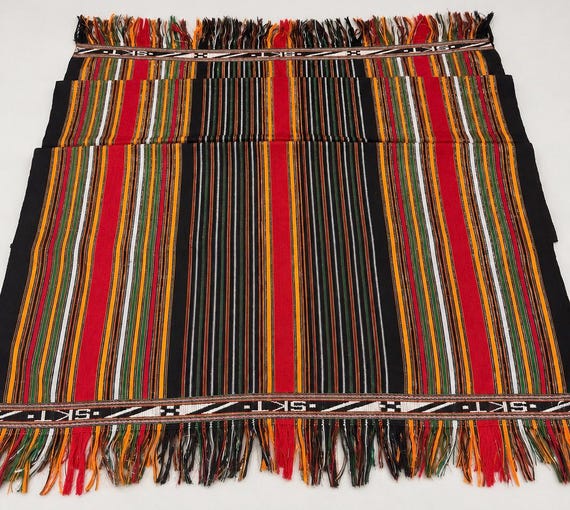 Multicolor Striped Aso Oke Fabric, Nigerian Yoruba Woven Wrapper