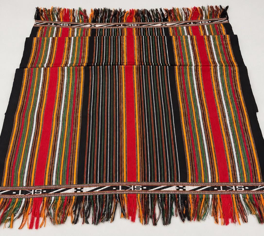 Multicolor Striped Aso Oke Fabric, Nigerian Yoruba Woven Wrapper