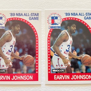 Las 3 Cartas - HOF Magic Johnson 1989 Hoops #166 NBA All-Star Weekend x 2 & HOF 1990 Nba Hoops Magic Johnson All-Star Weekend #18