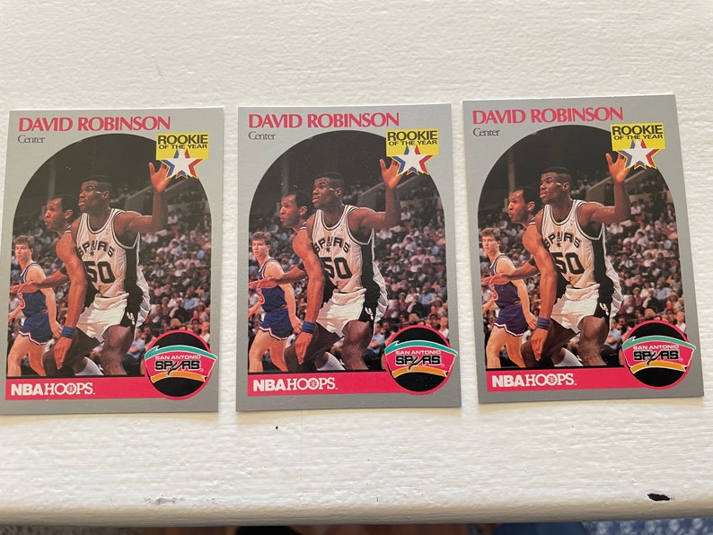 All for 5 cards HOF David Robinson 90-91 NBA Hoops San Antonio Spurs 270 x 3 & HOF David Robinson Skybox 1990-91 260 Rookie x 2 image 3