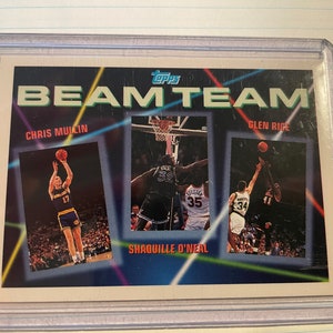 1992 Topps Beam Team HOF Shaquille O'Neal & HOF Chris Mullin and Glen Rice MT - Rookie - Basketball Karte