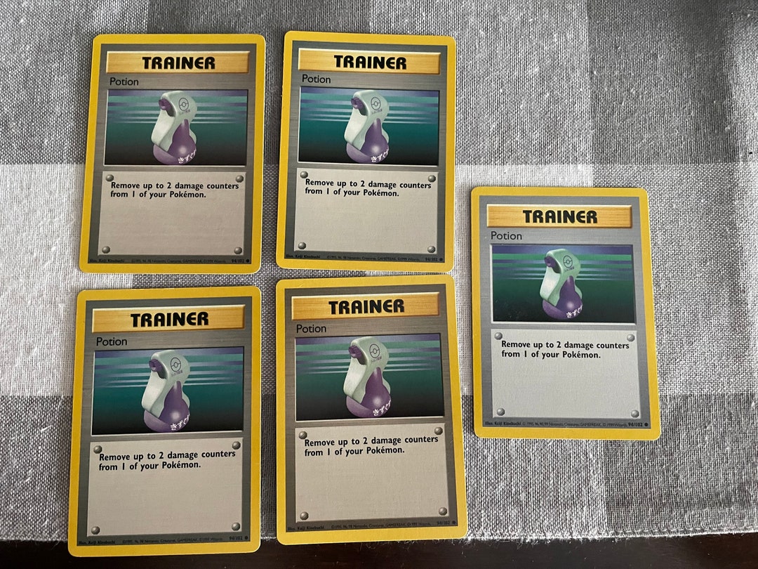 All 5 Cards - 1999 Pokmon Base Set Trainer Potion 94/102 Mint - Etsy All 5 Cards - 1999 Pokmon Base Set Trainer Potion 94/102 Mint - Etsy