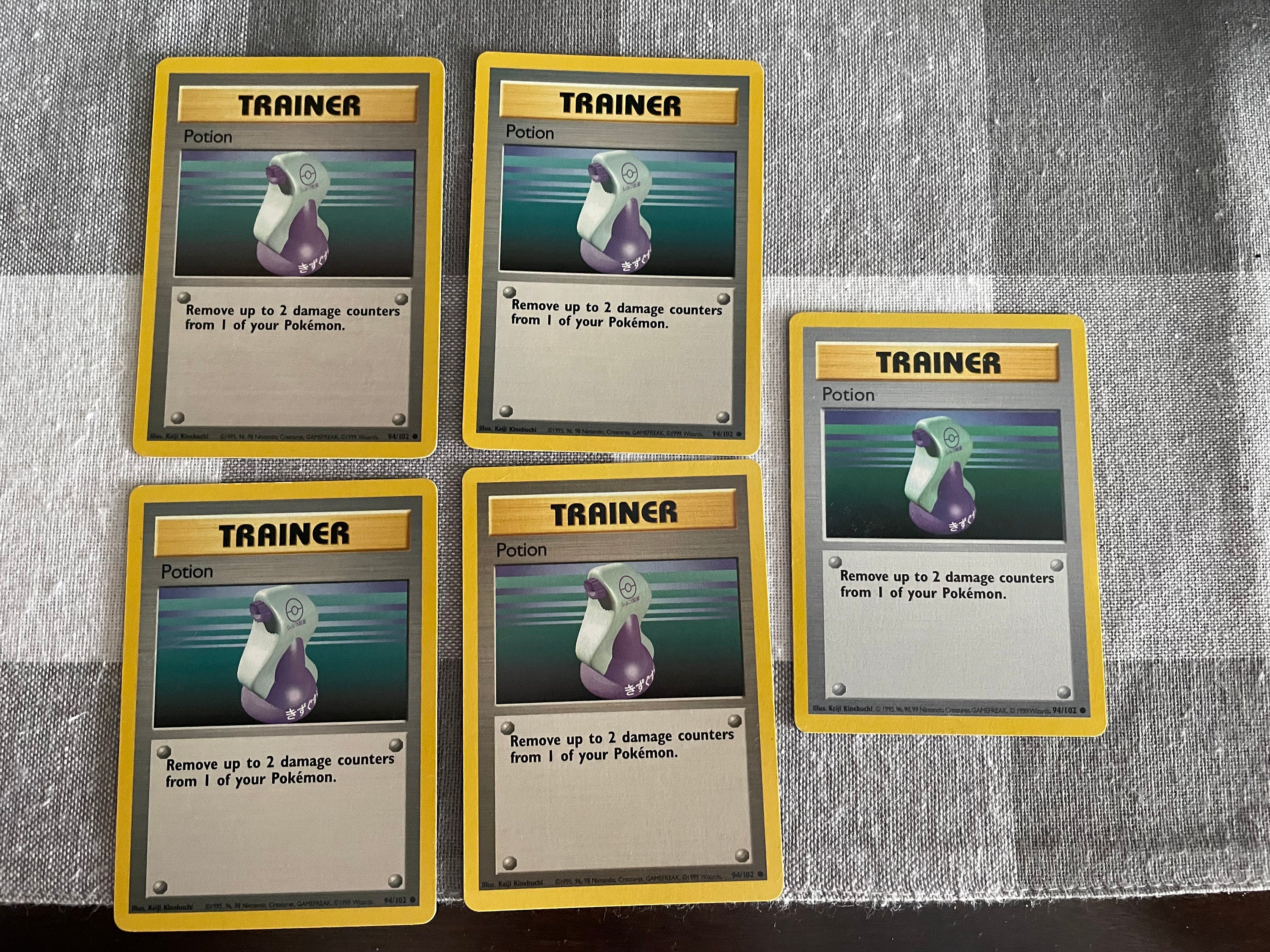 All 5 Cards - 1999 Pokmon Base Set Trainer Potion 94/102 Mint - Etsy