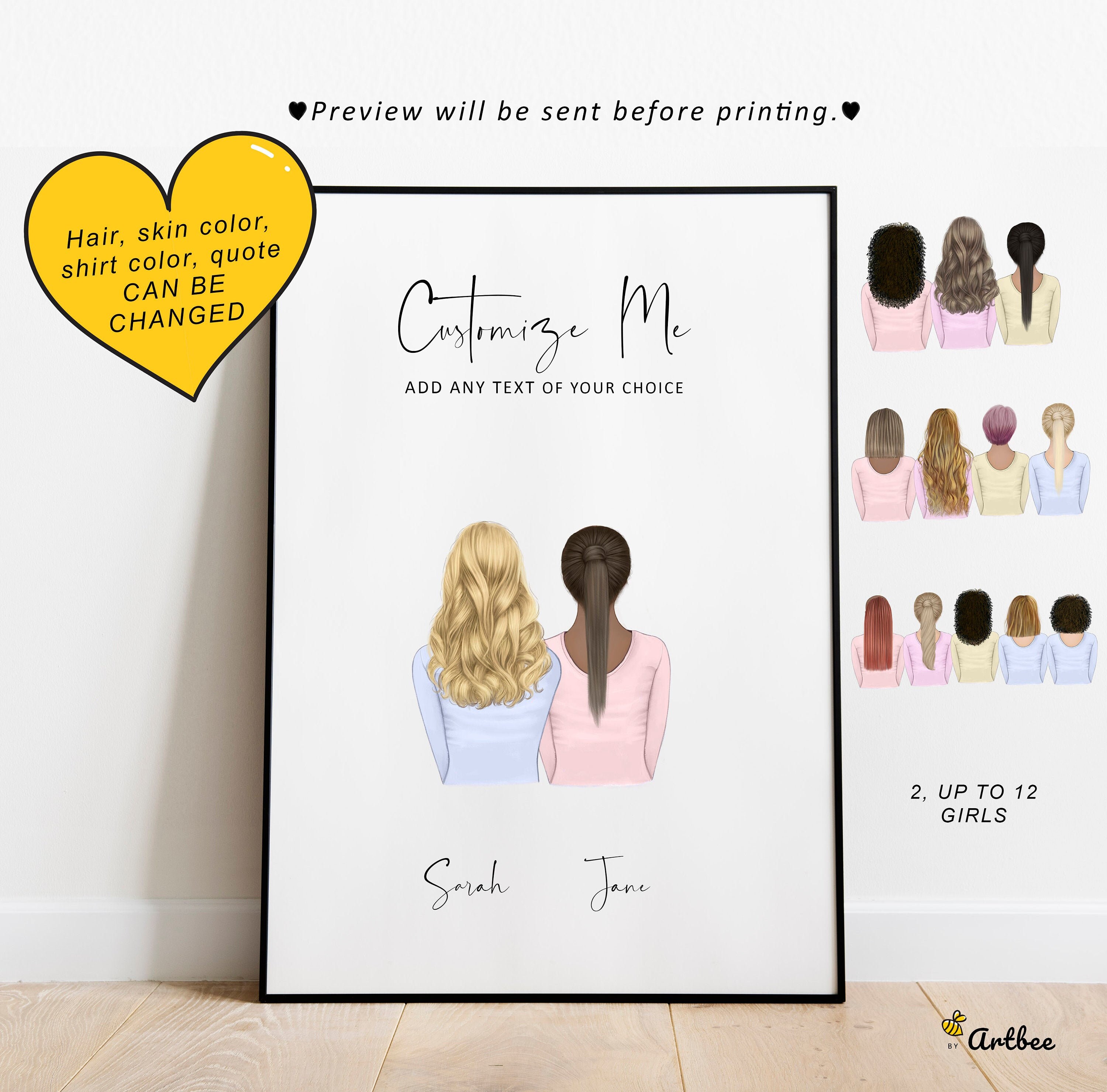 Custom best friends wall art personalized print Customized | Etsy