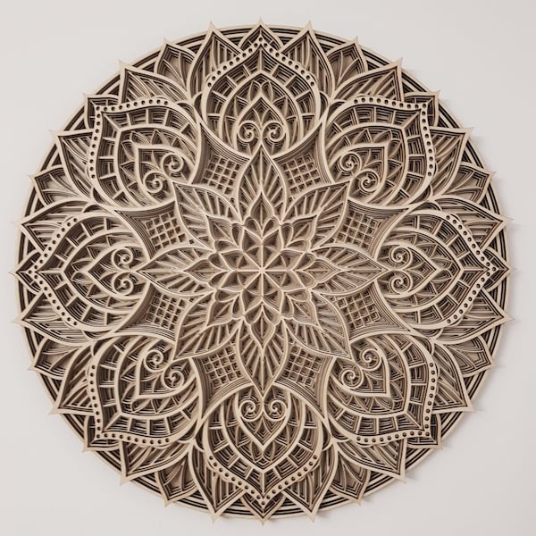 Mandala  Wanddeko Wandkunst  Spirituelle Dekoration Holz Multilayer