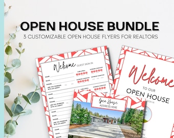 Open House Real Estate - Bundle | Realtor Marketing Templates | Printable and Customizable Realtor Open House Bundle for Open House