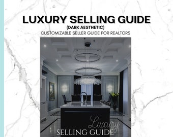 listing presentation kit real estate Luxury Home Selling Guide, Dark Aesthetic Listing Presentation for Real Estate Professionals, Editable Canva Template.