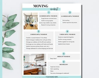 Moving Checklist | Customizable Moving Planner for Realtors | Editable Templates in Canva - For Real Estate Professionals