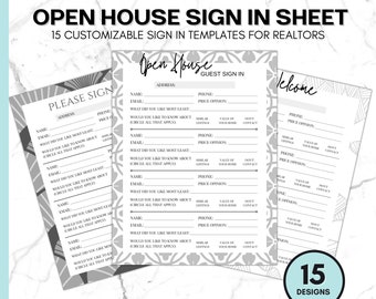 Open House Sign In Sheet for Realtors, 15 Customizable Designs in Canva