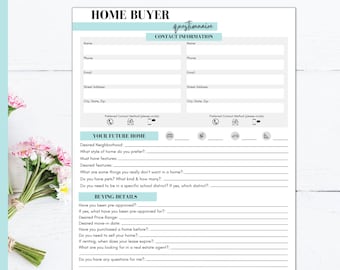 Home Buyer Questionnaire | Customizable Template in Canva for Real Estate Professionals