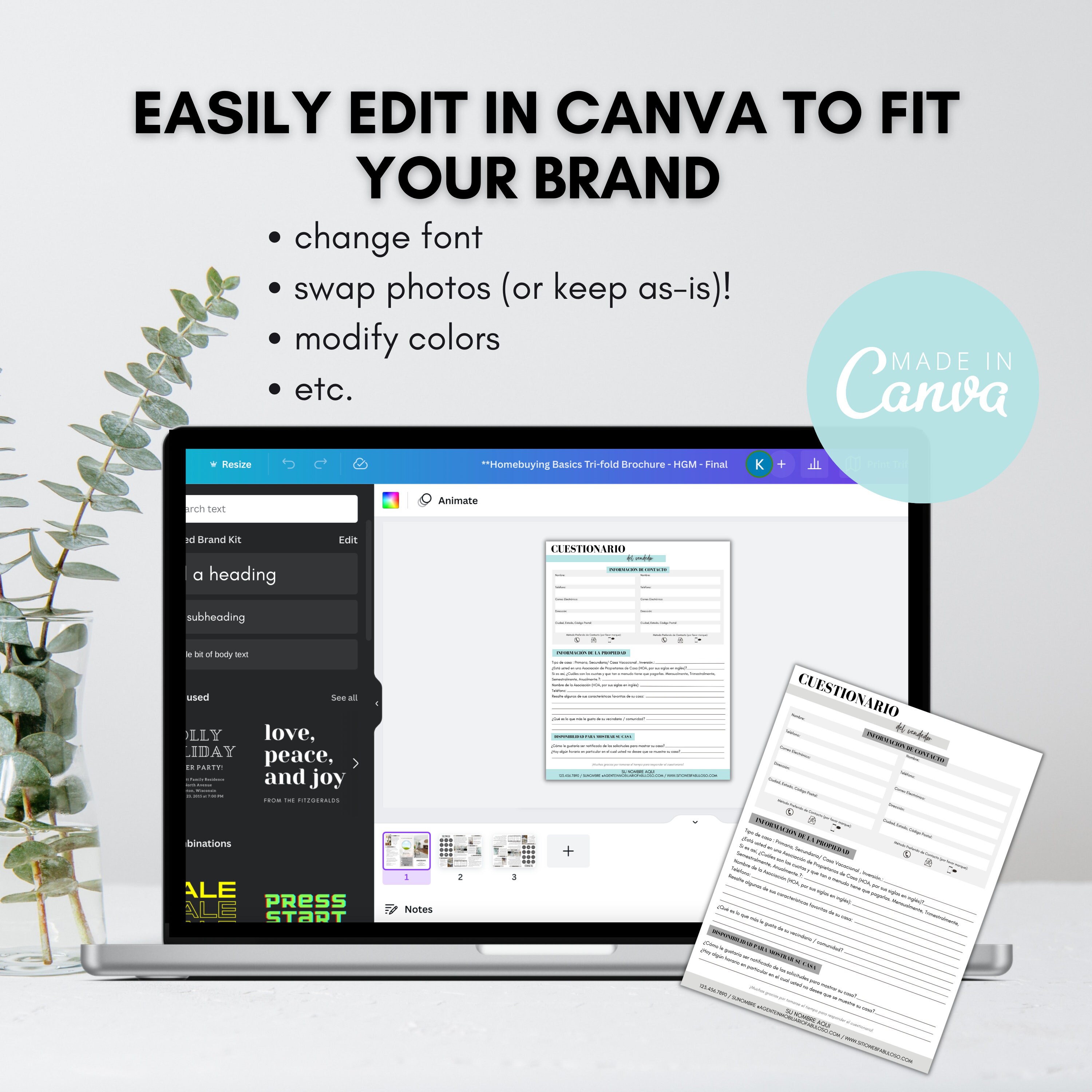 Home Seller Questionnaire Spanish/español Version Customizable Template