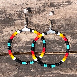 Beaded Western Hoop Earrings- Las Vegas Night Life