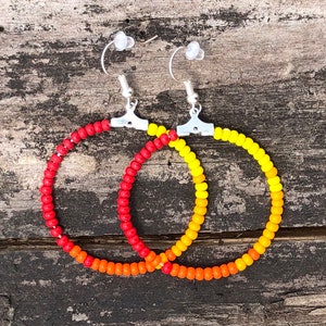 Beaded Western Hoop Earrings- Texas Sunset