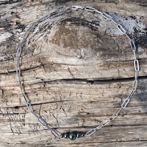 Western Hematite Paper Clip Chain Necklace- Whiskey Bent