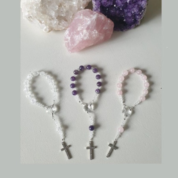 Rosary / Ten, Made with Swarovski crystals and various gemstones, prayer cord, cross, paternoster, prayer