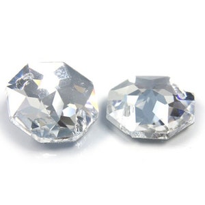 Octagon silver crystal 14 mm (2 holes), From the A-brand Asfour 32% Pbo full lead crystal (lamp crystal, chandelier crystal, crystal)