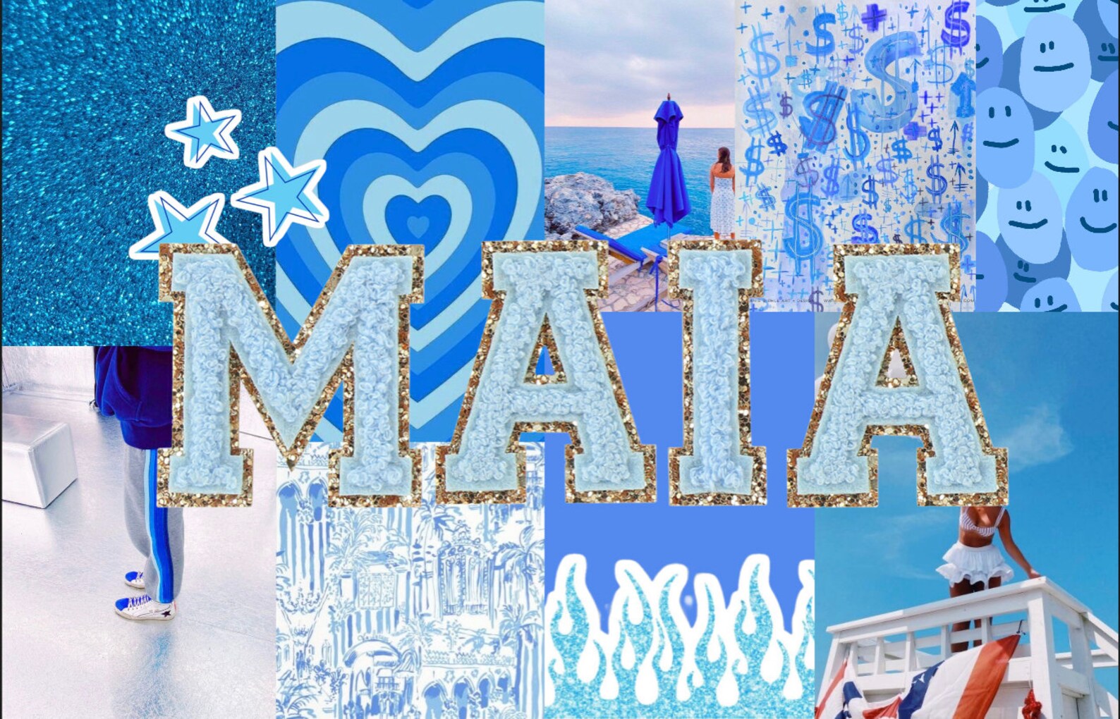 Custom collage wallpaper ipad MacBook blue | Etsy