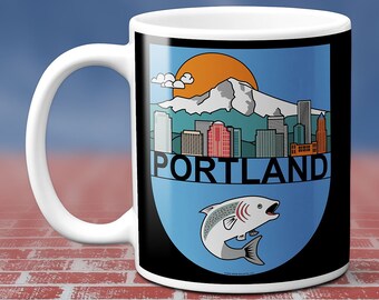 Mount Hood Sunrise Downtown Portland Oregon Coffee Mug Gift - 11 Or 15 oz Mug