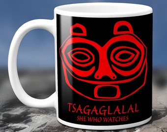 She Who Watches - Petroglyph of Tsagaglalal Columbia River Gorge Native American Art Indian Art Rock Art - Coffee Mug Gift - 11 Or 15 oz Mug