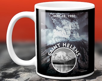 Mount Saint Helens 18 de mayo de 1980 Erupción volcánica y Mt St Helens antes de la erupción - Regalo de taza de café - Taza de 11 o 15 oz