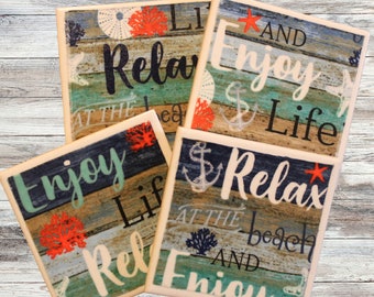 Sublimation Tiles, Coaster Set, Handmade Coasters, Personalized Coaster, Unique Tile Art, Table Decor, Unique Gift, Bar Decor, Wedding Gift