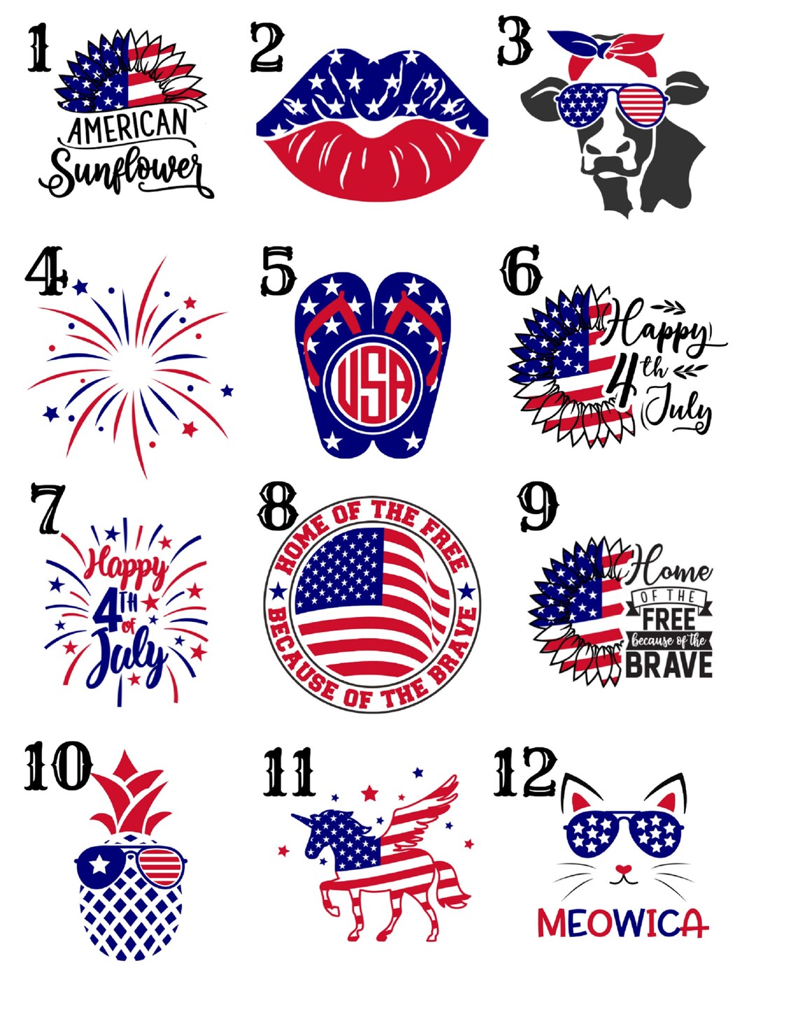 4th of July Cardstock Circles Cardstock Cutouts Freshies Etsy