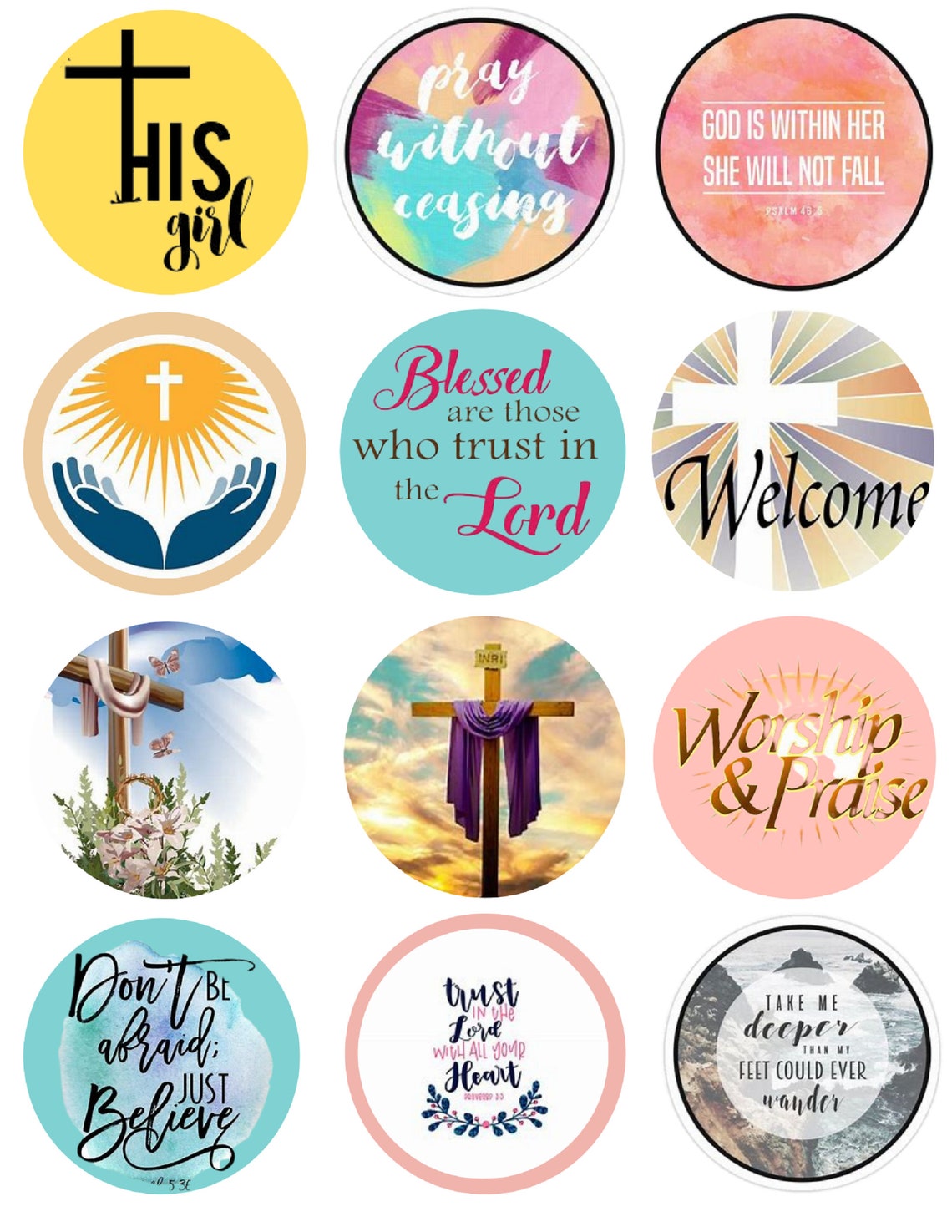 Religious Cardstock Circles Cardstock Cutouts Freshies | Etsy