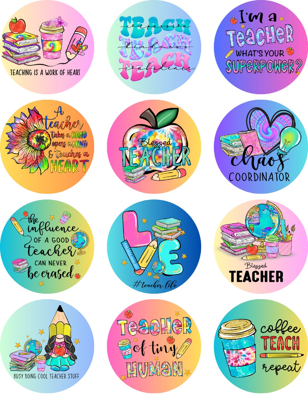 Teacher Appreciation Cardstock Circles, Cardstock Cutouts, Cardstock