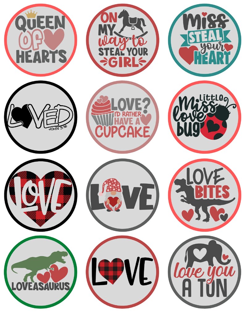 Valentines 2 Set Cardstock Circles Cardstock Cutouts Etsy