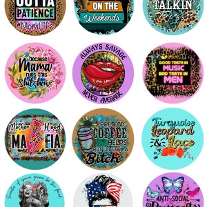 Misc Crazy Sayings Set 2 of Cardstock Circles, Cardstock Cutouts, Freshie Cardstock, Freshie Images, Freshie Designs, Cardstock Images