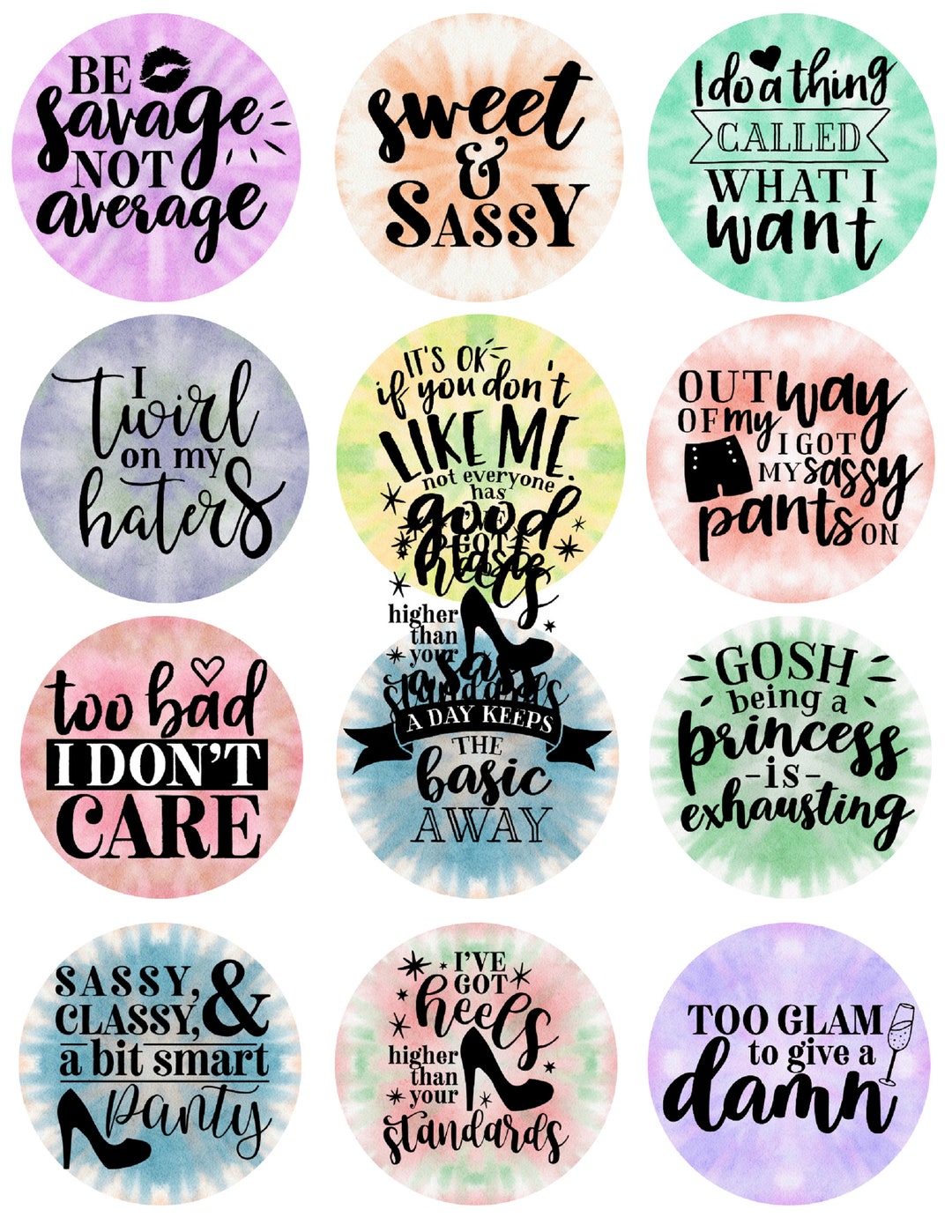 Sweet and Sassy Mom Cardstock Circles, Cardstock Cutouts, Cardstock ...