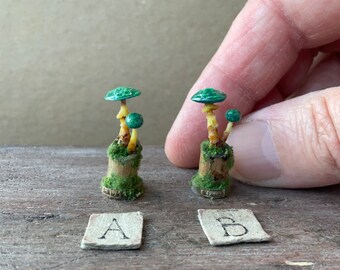 1:12 scale Mushroom Collector’s Fungi Pot- Mossy Stump
