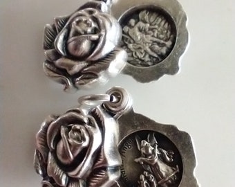 Lot of 2 x St Michael Guardian Angel Locket Catholic Religious Medals