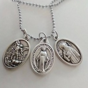 Catholic Medal St Michael Benedict Miraculous Medal Mary Necklace with Chain