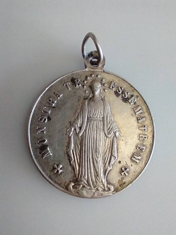 Vintage Sterling Silver Catholic Religious Medal … - image 1