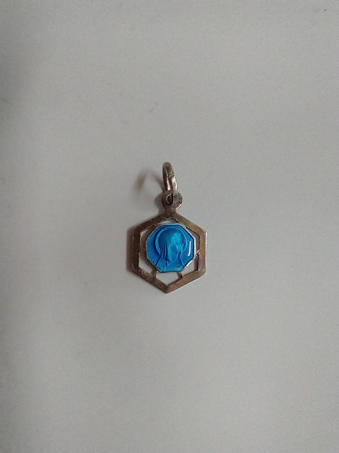 Vintage Tiny Catholic Blue Enamel Our Lady Medal - Etsy