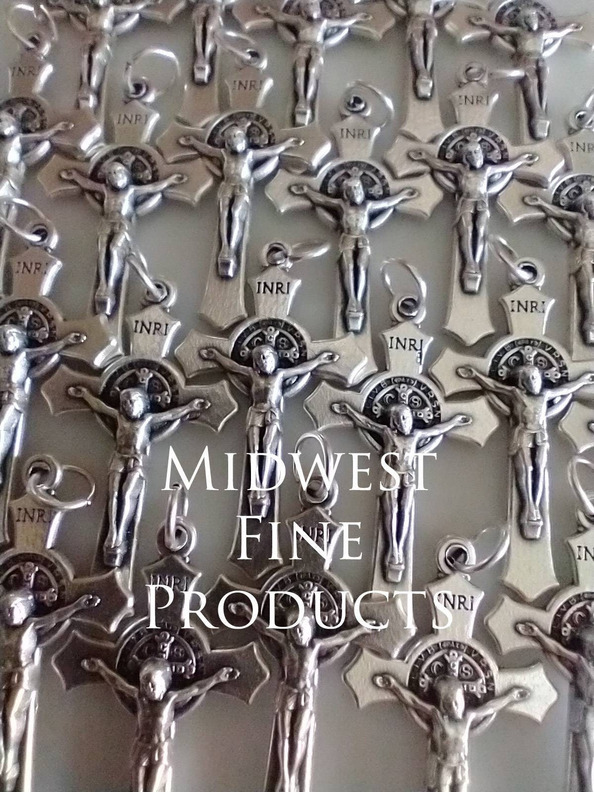 Catholic Bulk Wholesale Lot of 100 x Silver Plated St Benedict Crucifix Cross Religious Medals