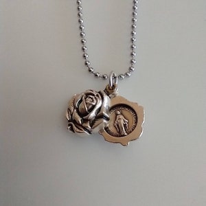 Catholic Locket Rose Miraculous Medal with Chain Necklace