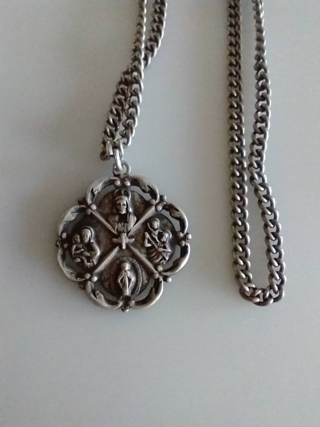Vintage Creed Sterling Silver Catholic Religious Medal 5 Way Protection ...