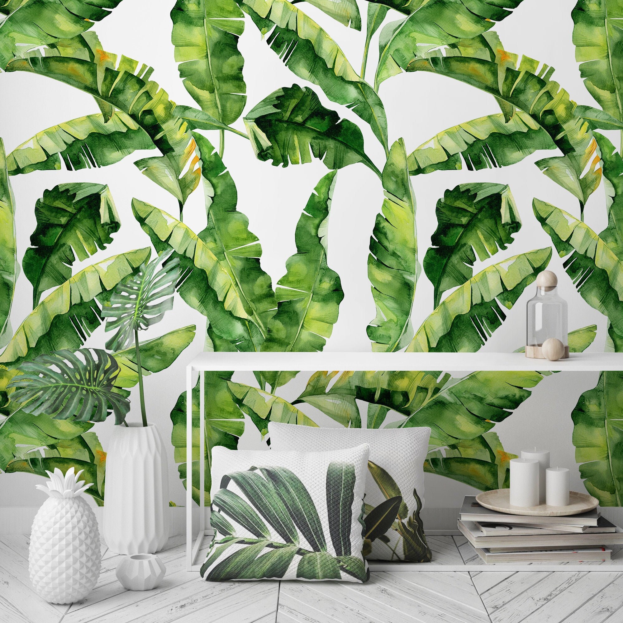 Banana Palm Leaf Wallpaper | Etsy