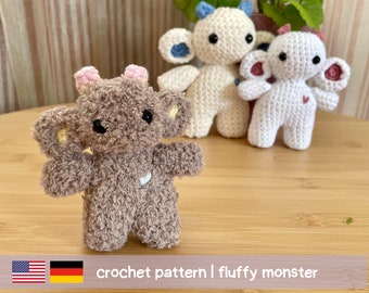 Häkelanleitung Amigurumi Kuschelmonster / Kuscheltier, niedlich / PDF (deutsch, english)