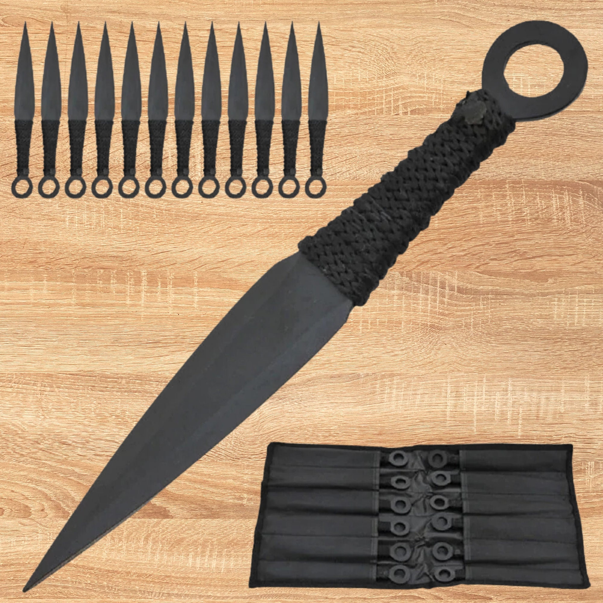 6pc Naruto Kunai Tactical Combat Ninja Hunting Throwing Knife Set + Leg  Sheath