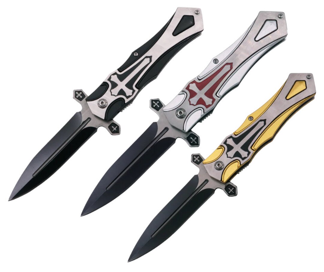 Crusader Pocket Knife Spring Assisted Folding Great Gift Etsy