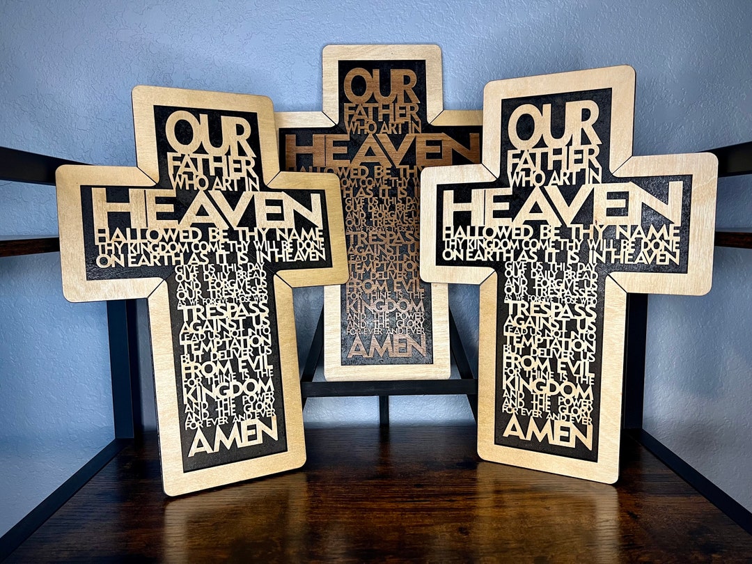 Lord's Prayer Cross Wall Décor - Laser Cut 3 Layer Wood Crucifix Gift ...